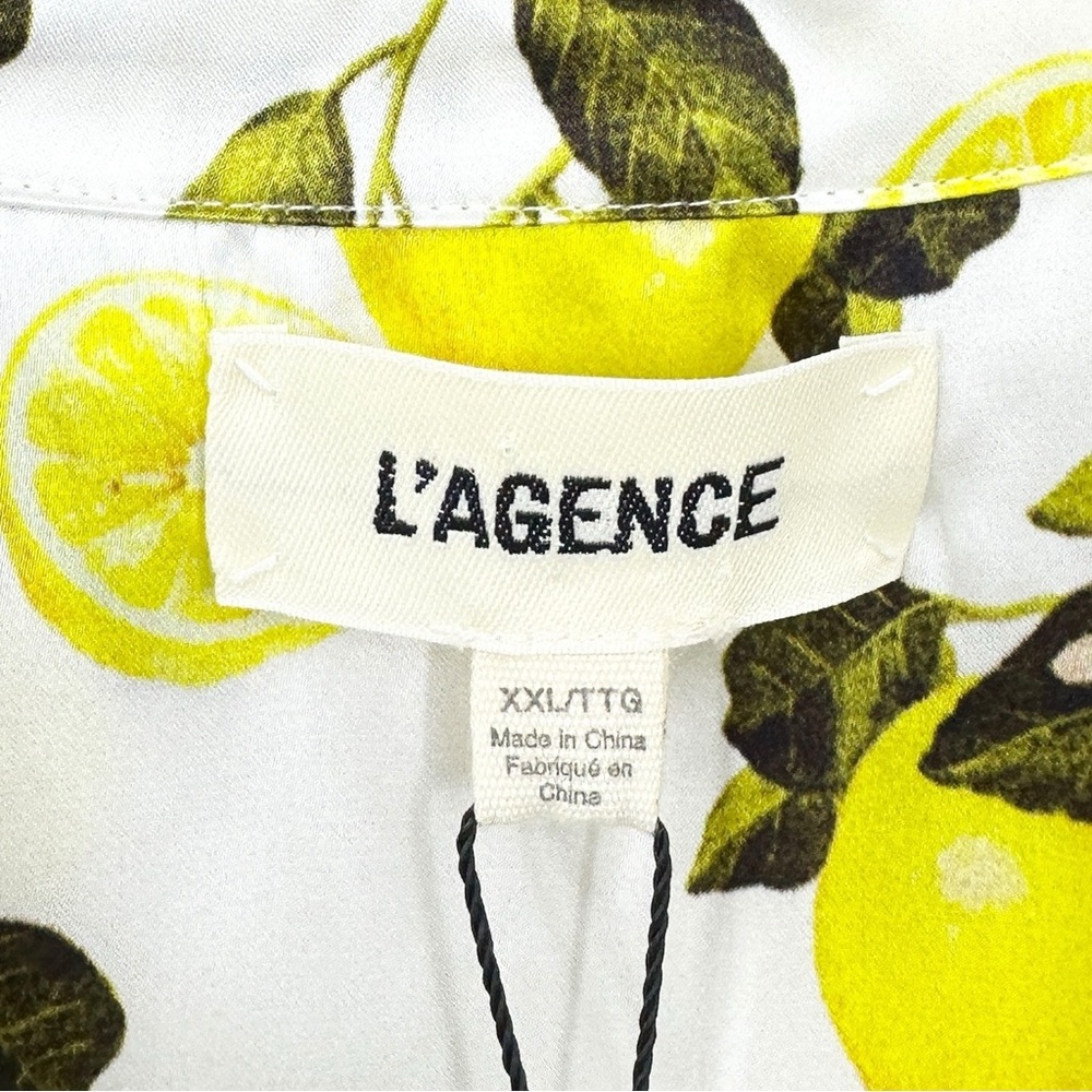 L'AGENCE Lemon Print Blouse - White and Yellow - Picture 8 of 9